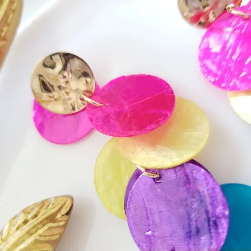 Zara MultiColored- Natural Shell Earrings - Picture 6 of 10